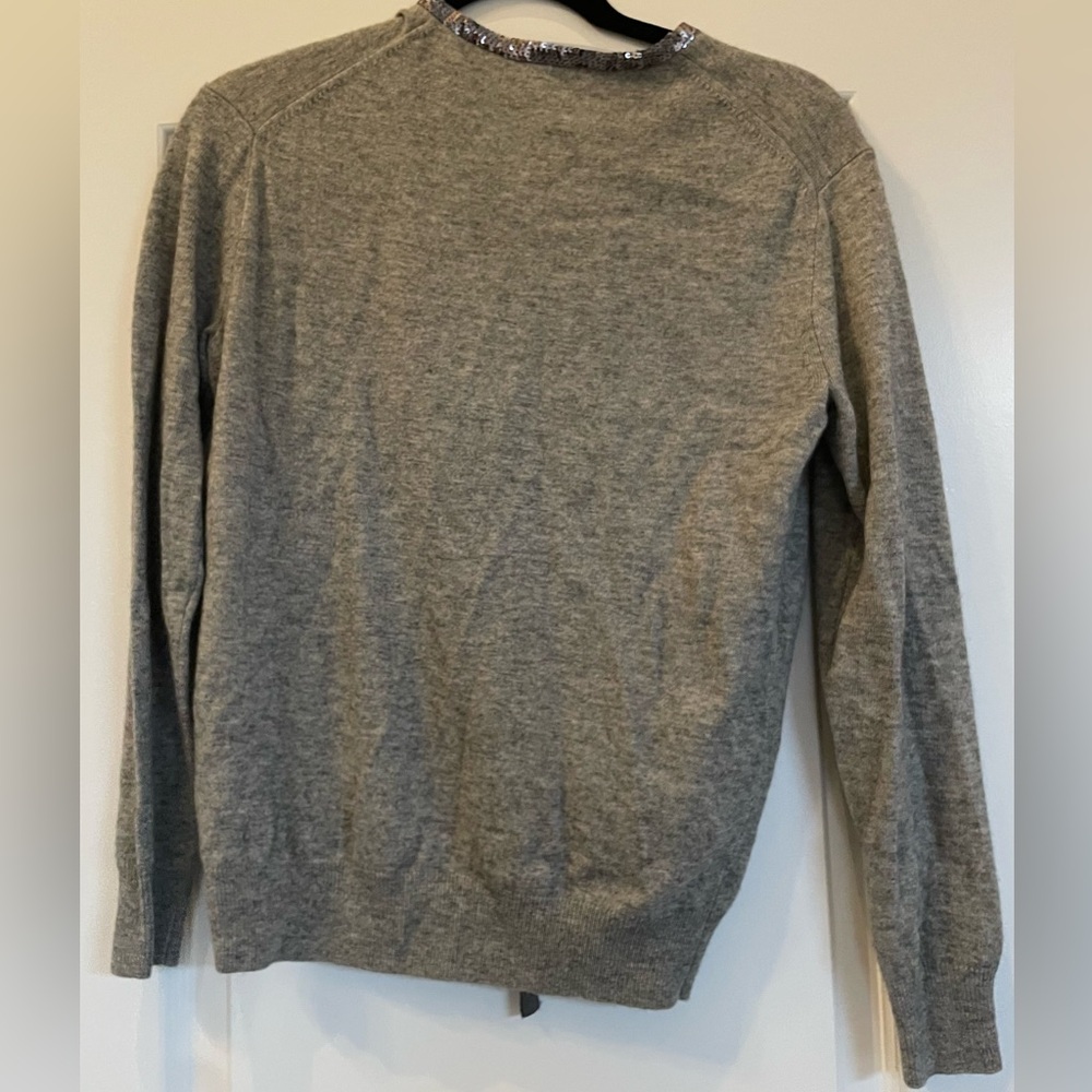 Gray Sweater With Sequin Trim - image 2